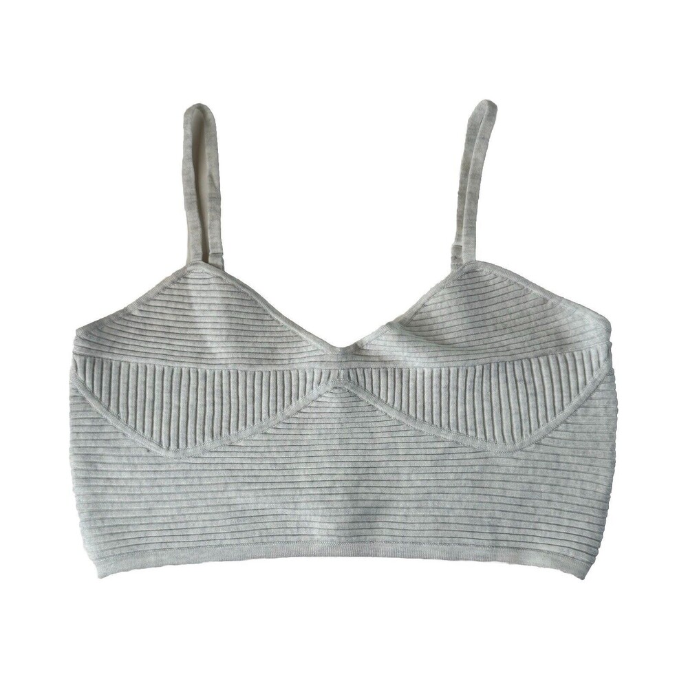 Aerie Women's XL Crop Tank Top Heather Blue White Ribbed Adjustable NEW
